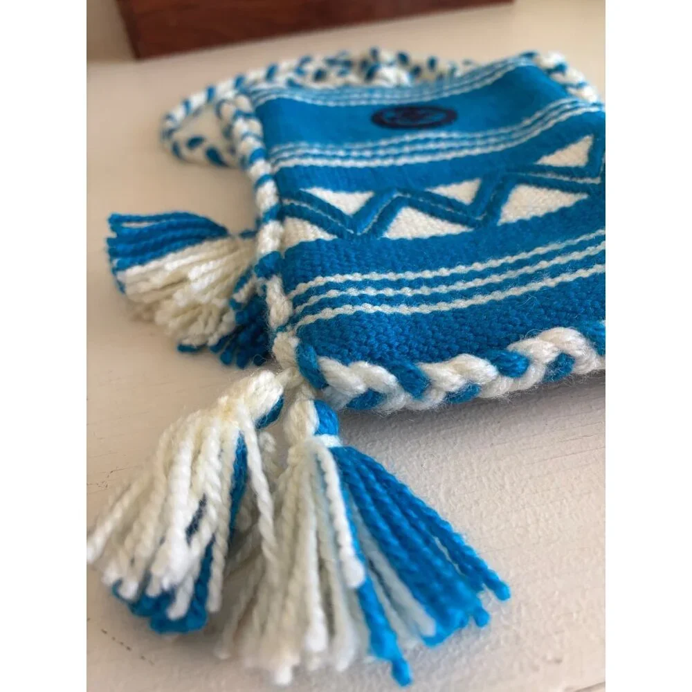 Tory Burch Woven Crossbody Phone Carrier Bag Blue & White - Picture 9 of 14